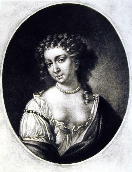 Eleanor Gwynne (1650-87) illusztrációja a Brit történelemben illusztris karakterek portréiból, Richard Earlom (1743-1822) és Charles Turner (kb. 1775-1857) metszete (mezzotint) alkotó: English School