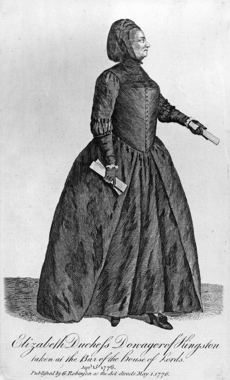 Elizabeth Chudleigh, Bristol grófnője és Kingston hercegnője, 1776 (mezzotint) alkotó: English School