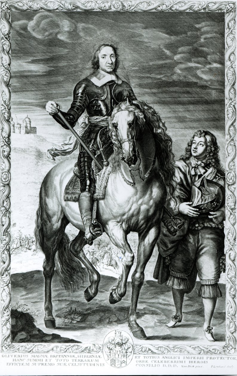 Oliver Cromwell (1599-1658) lovas portréja alkotó: English School