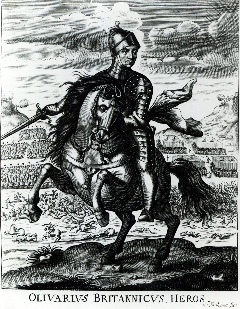 Oliver Cromwell lovas portréja (1599-1658) alkotó: English School
