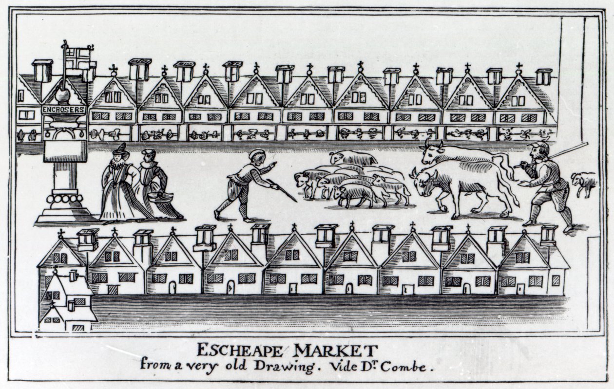 Escheape Market, egy 1598 körüli eredeti rajz után alkotó: English School