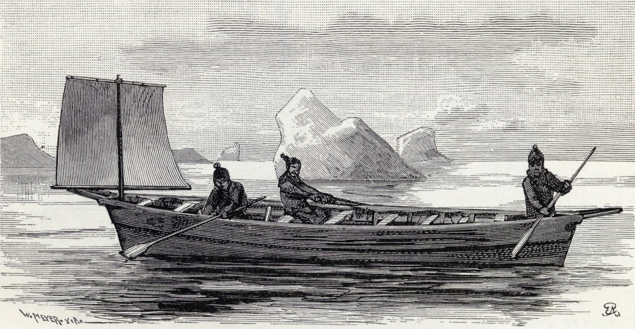 Eszkimók umiakban, az "The English Illustrated Magazine"-ból, 1891-92 alkotó: English School