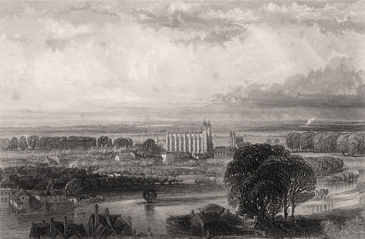 Eton a windsori kastély teraszáról nézve, illusztrációja a „Eminent Etonians Emlékirataiból”, Sir Edward Creasy 1876-ban jelent meg Londonban alkotó: English School