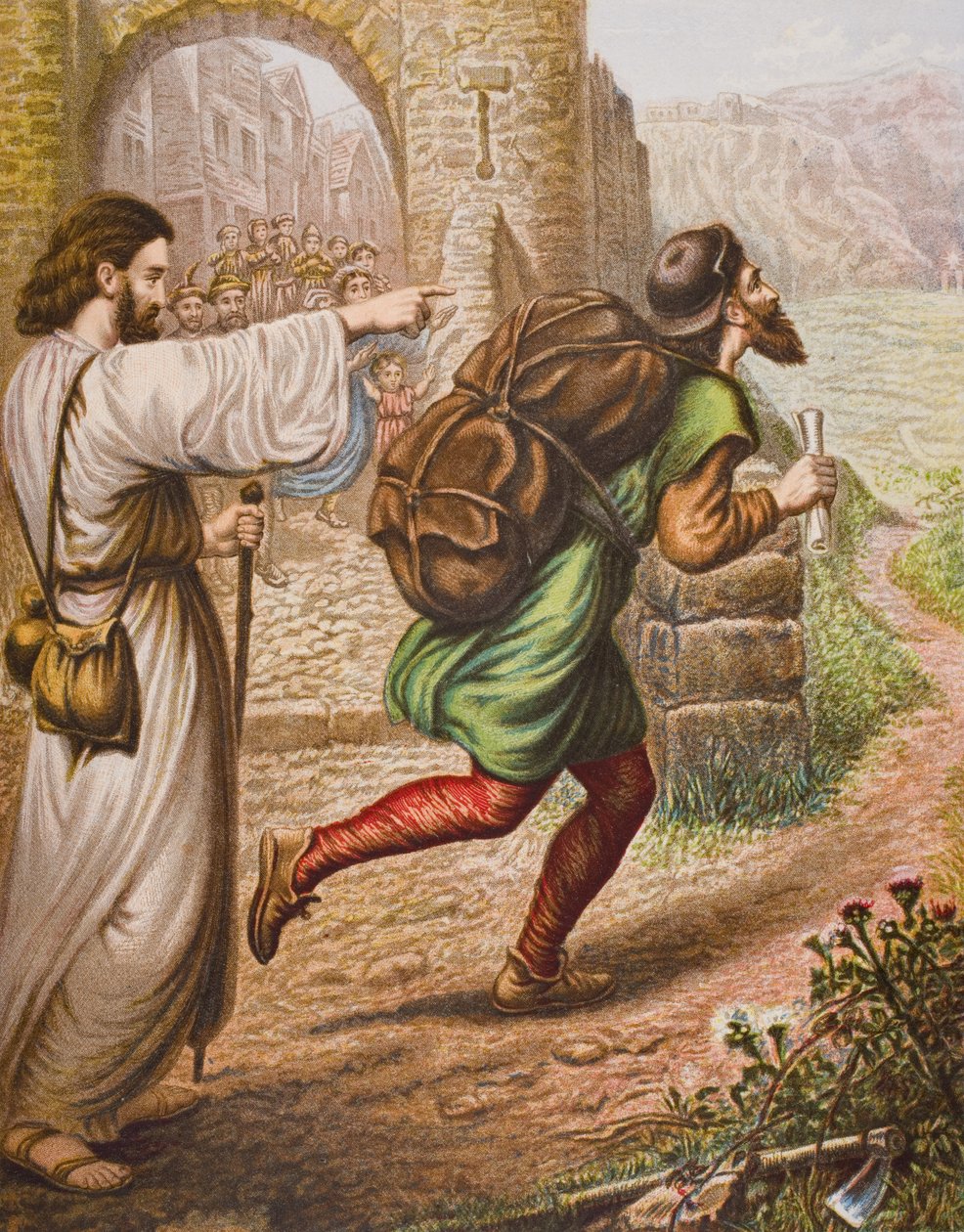Az evangélista útjára irányítja Christiant, illusztrációja John Bunyan (1628-88) „The Pilgrim
