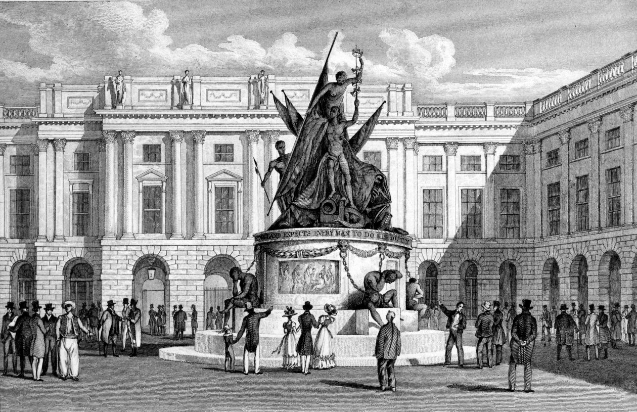 Exchange épületek és Nelson emlékműve, Liverpool, Thomas Dixon metszetével alkotó: English School