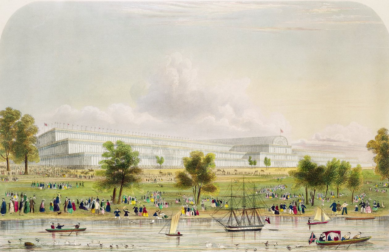 Külső kilátás az összes nemzet nagy kiállítására, a Serpentine-ből, kocsmából. készítette: Reed and Co. 1851 (nyomtatott) alkotó: English School