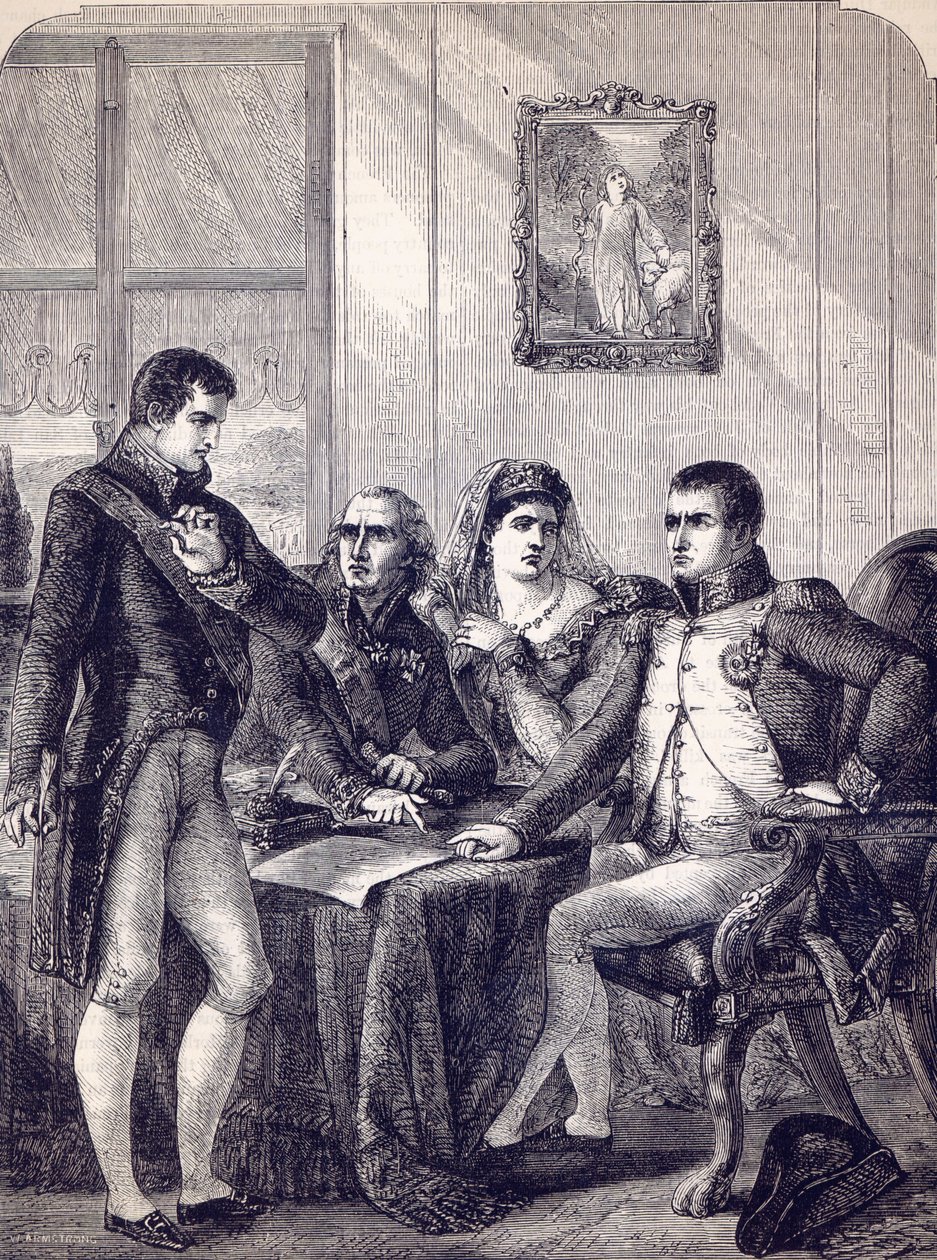 Spanyol Ferdinánd lemond koronájáról Napóleon császár parancsára alkotó: English School