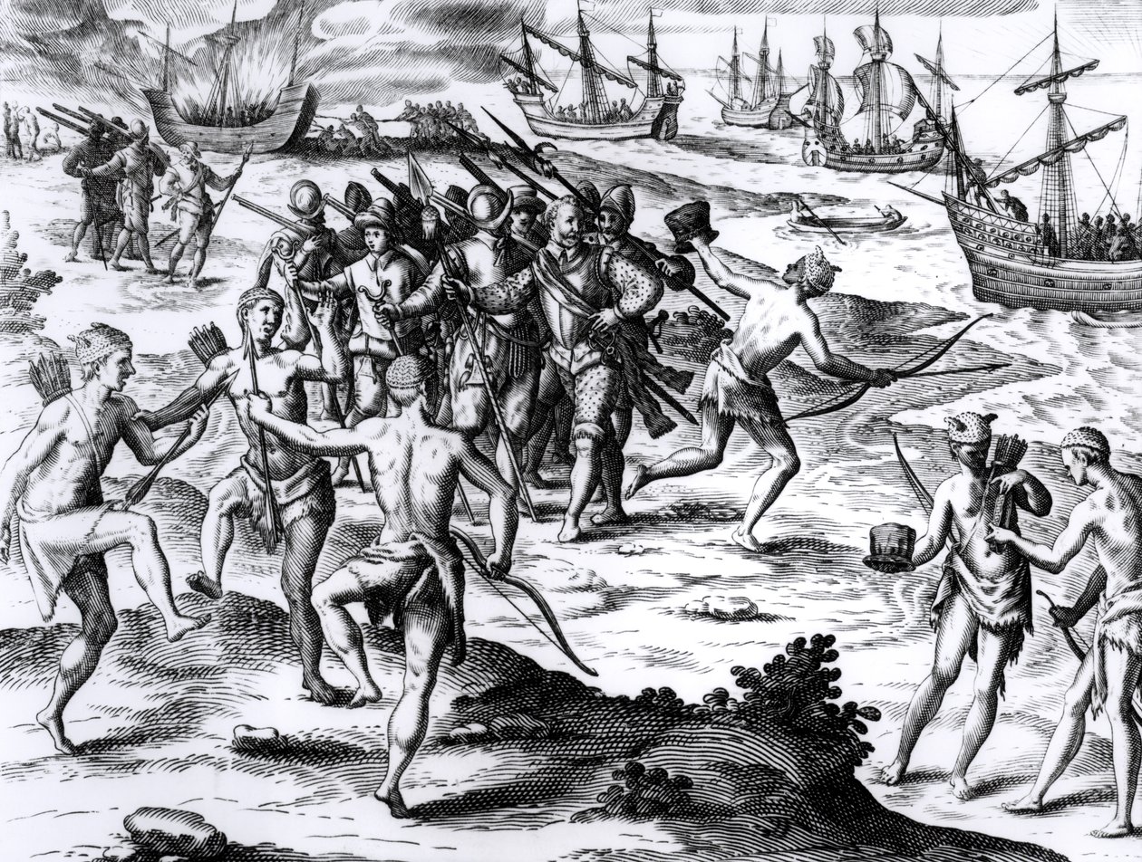 Francis Drake (kb.1540-96) az Újvilágban alkotó: English School