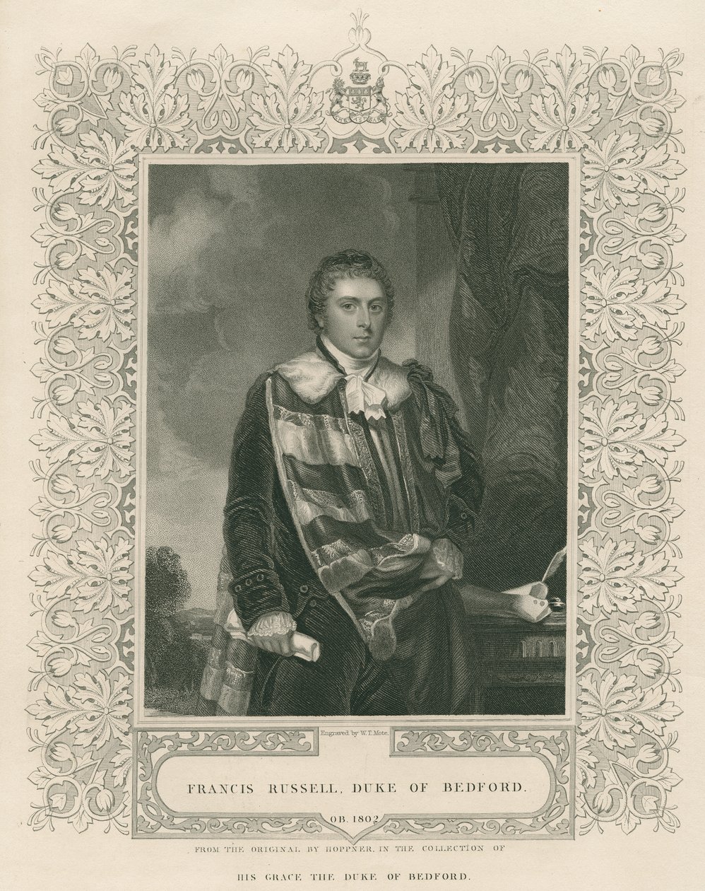 Francis Russell (1765-1802) Bedford 5. hercege, metszet W. T. Mote alkotó: English School