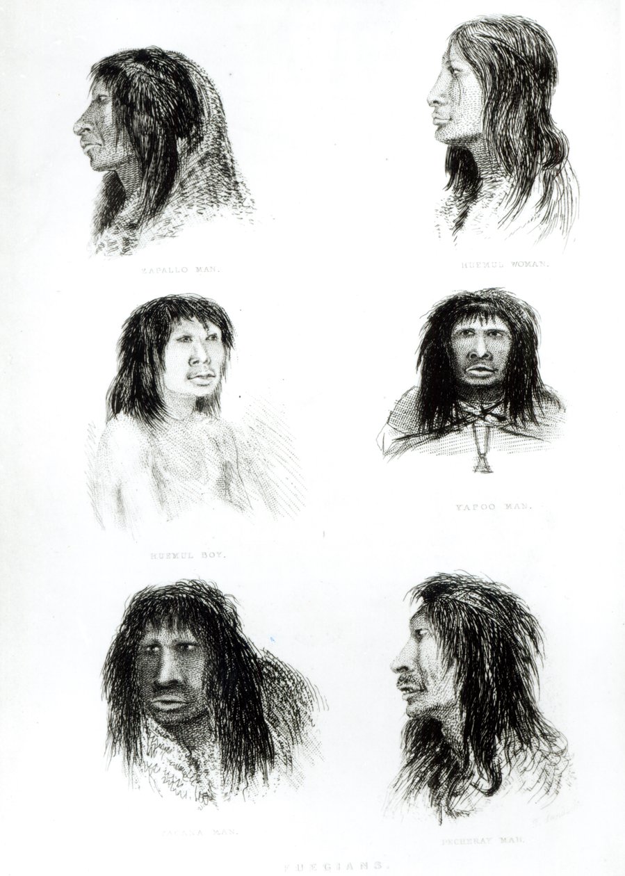 Fuegians, 1838 alkotó: English School