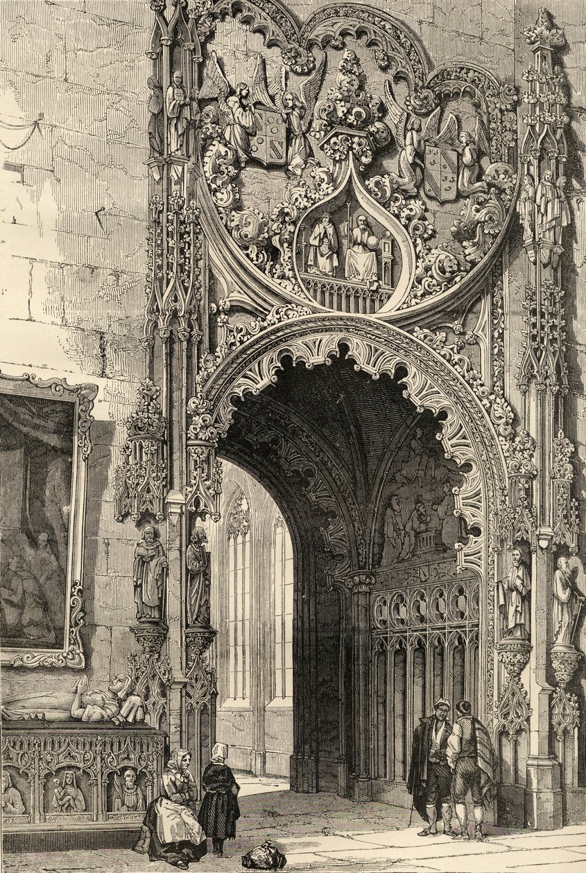A Segovia-székesegyház kapuja, Samuel Manning tiszteletes illusztrációja a „Spanish Pictures”-ből alkotó: English School