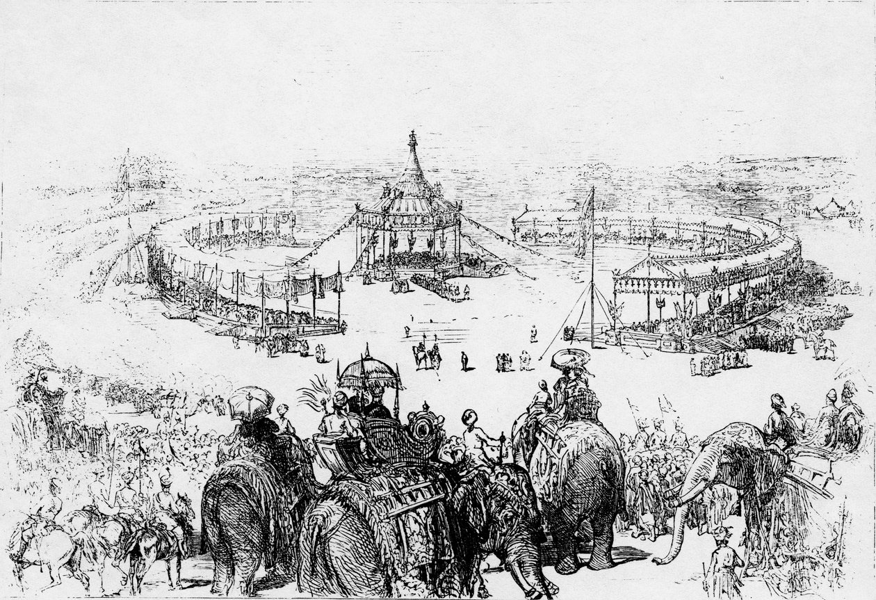 Az Illustrated London News 1877. február 10-én megjelent általános madártávlati képe a Delhi-i Imperial Durbarról alkotó: English School