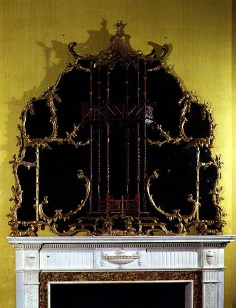 George II chinoiserie köpenyes tükör, 1750 körül (aranyfa) alkotó: English School