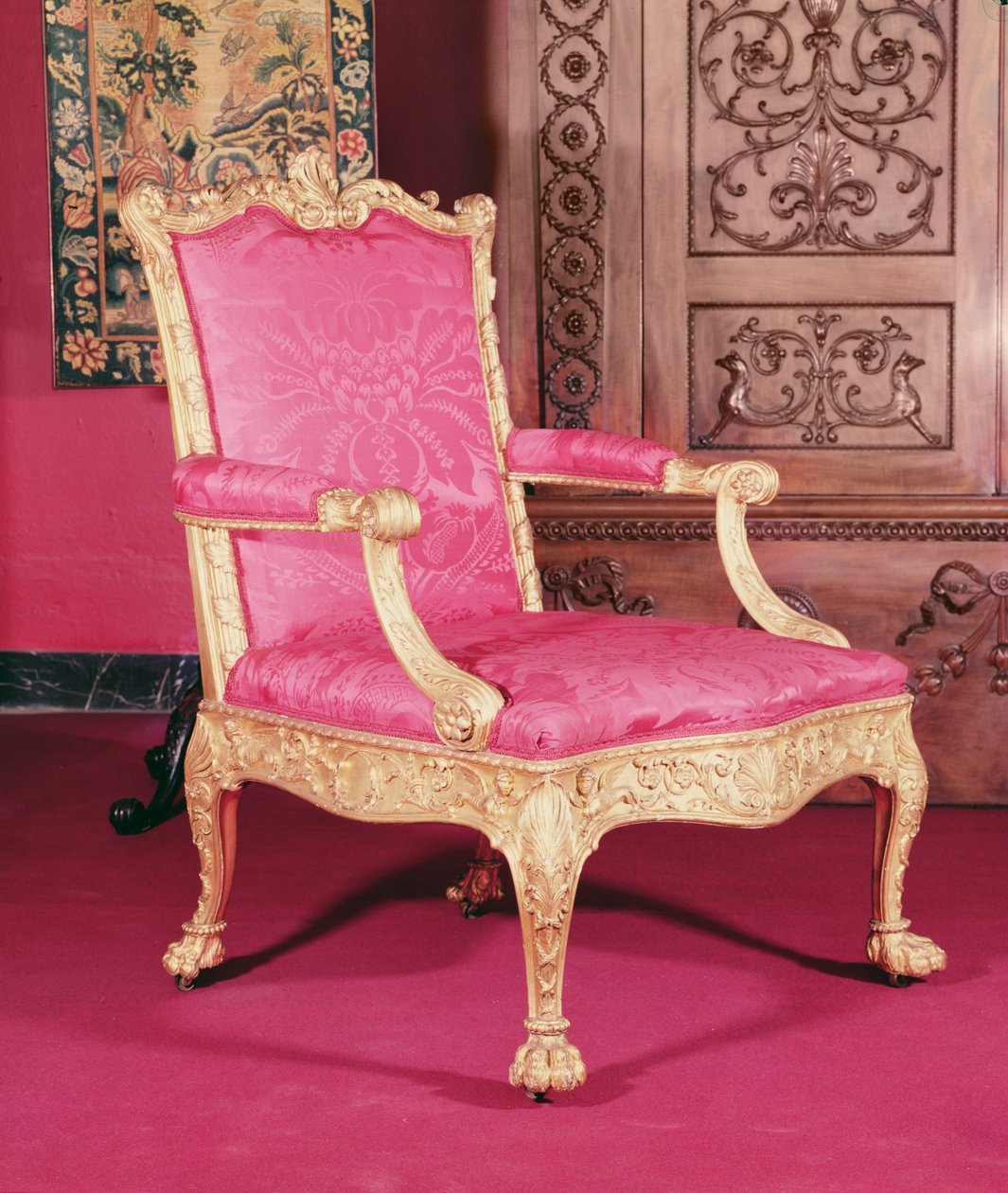 Robert Adam és Thomas Chippendale aranyozott karosszéke, 1764 alkotó: English School