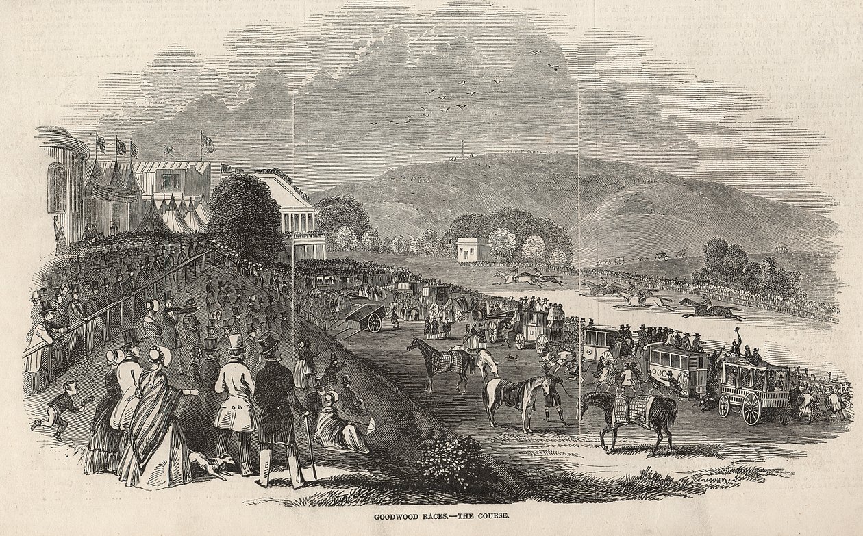 Goodwood Races: The Course, a „The Illustrated London News”-ból, 1846. augusztus 1. alkotó: English School