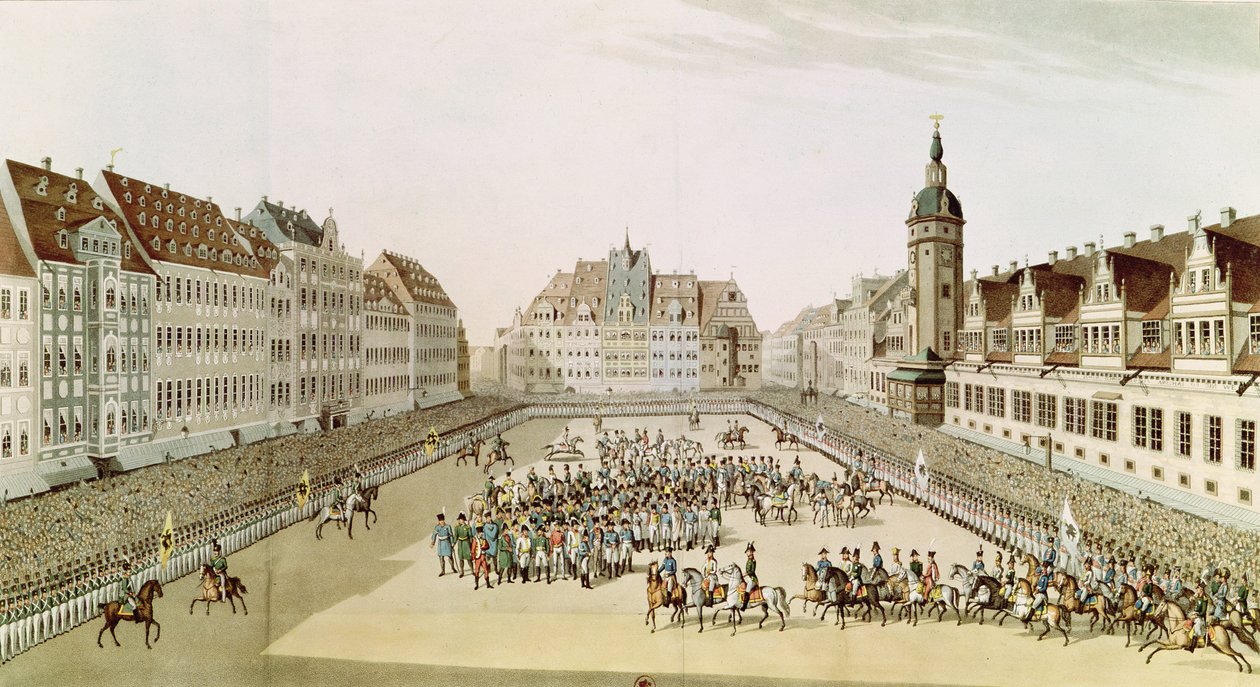 A szövetséges uralkodók nagyszabású bevonulása Lipcsébe, 1813. október 19., 1815 alkotó: English School