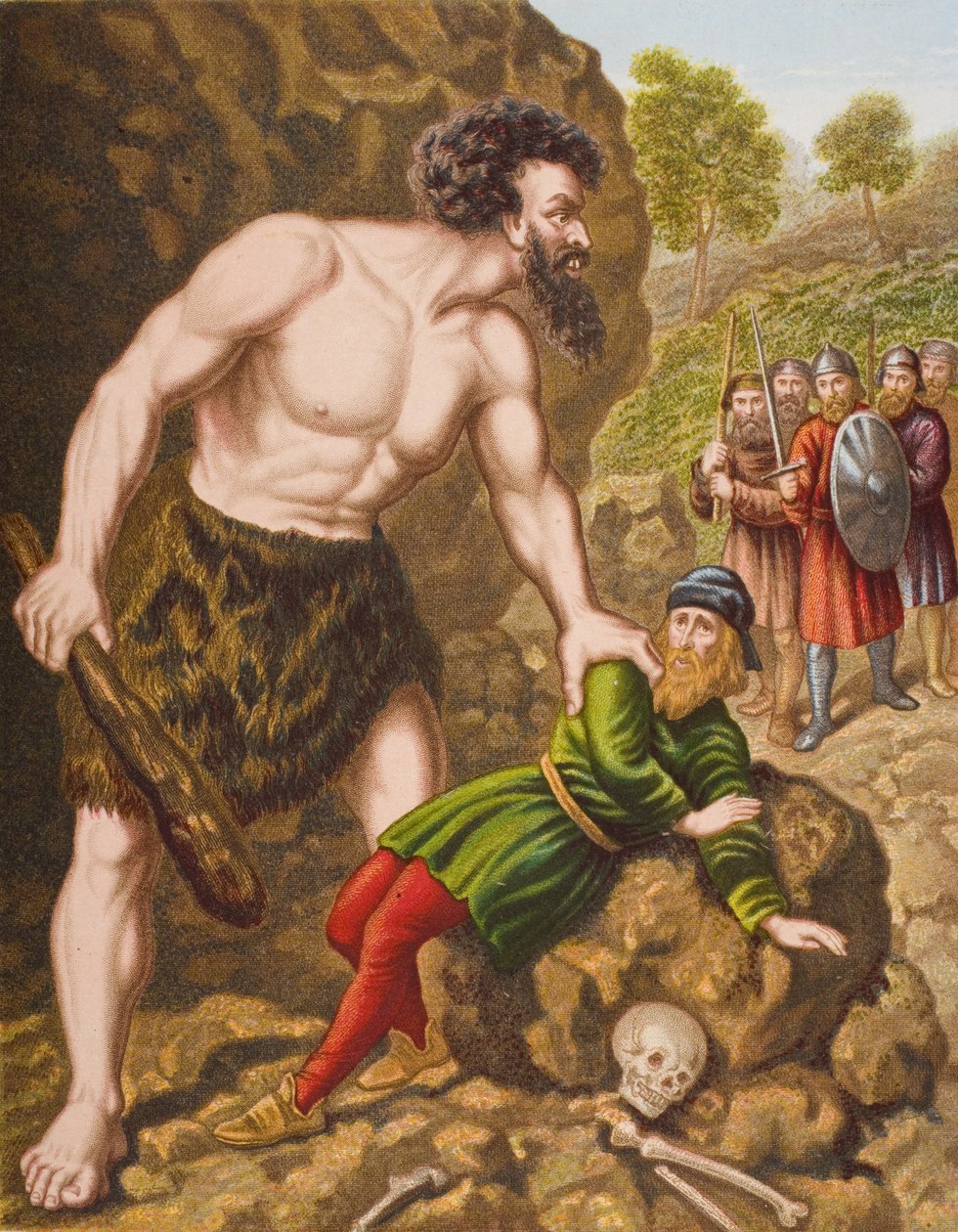 Great-Heart és társai megtámadják Giant Slay-Goodot, illusztráció John Bunyan (1628-88) „The Pilgrim