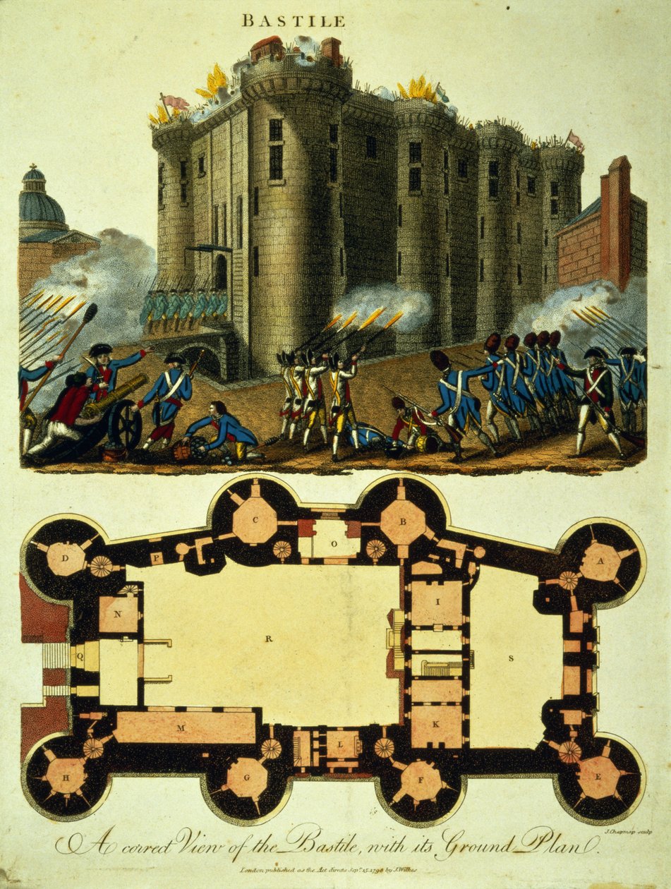 A Bastille alaprajza, J. Chapman metszete, 1798 alkotó: English School