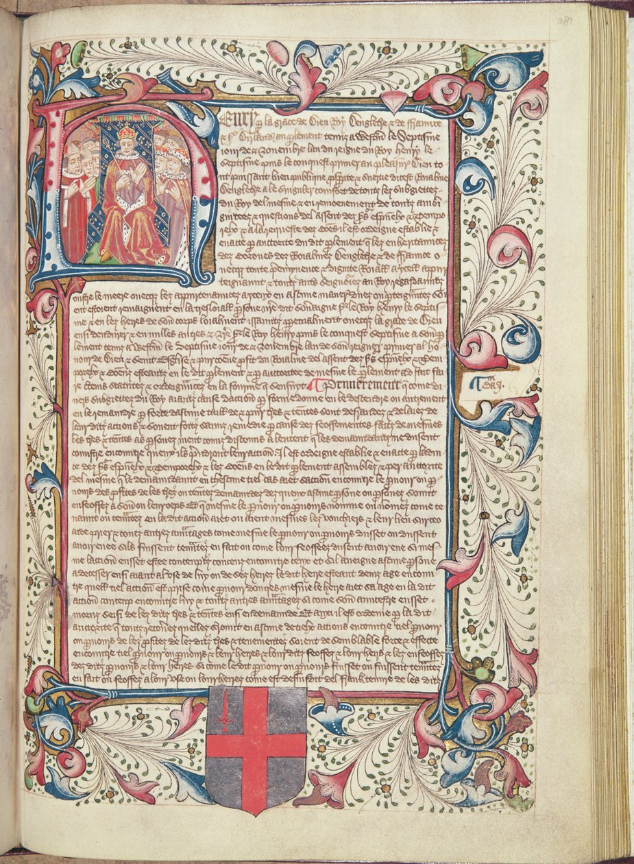 VII. Henrik (1457-1509) a kezdeti H betűben ábrázolva, a Cartae Antiquae címlapja, 15. század vége alkotó: English School