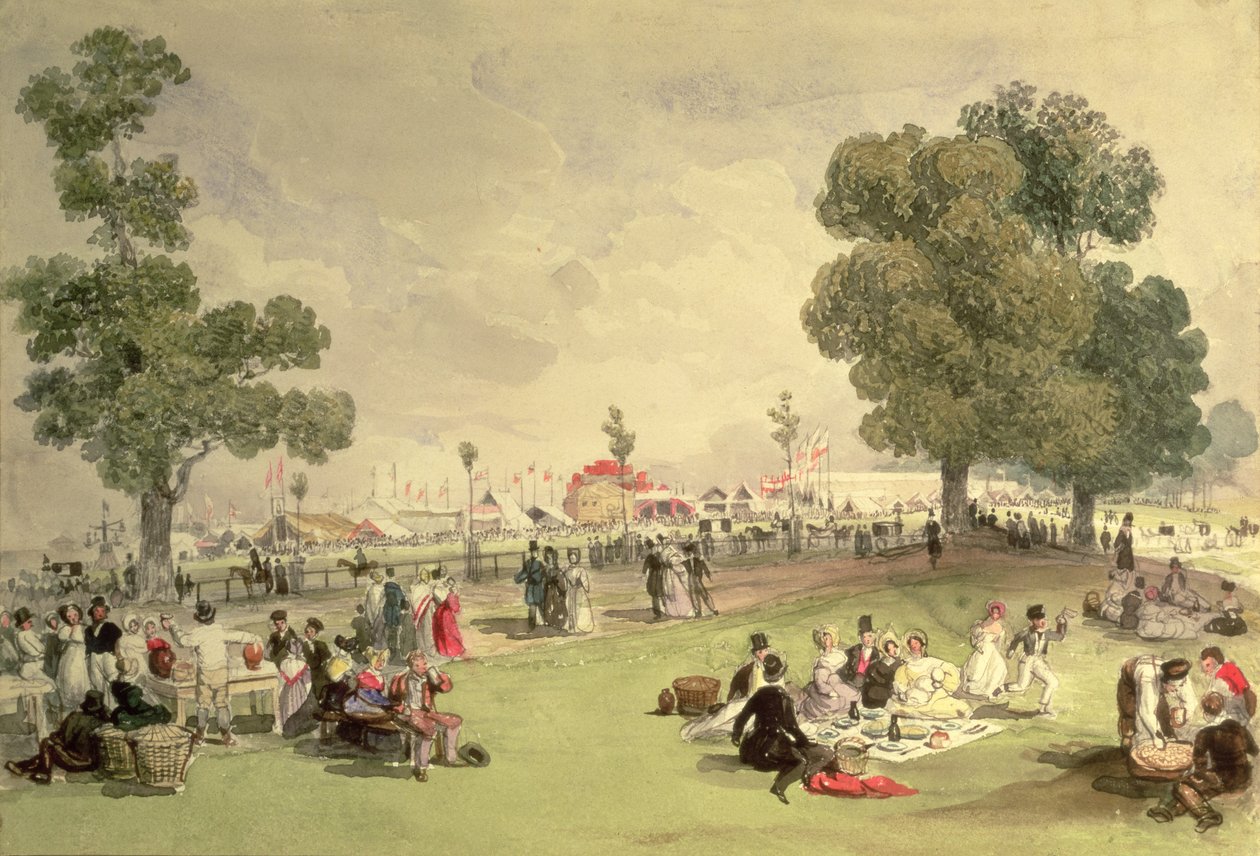 Hyde Park, kilátás a Koronázási Vásárról, 1838. június 28. (wc papíron) alkotó: English School