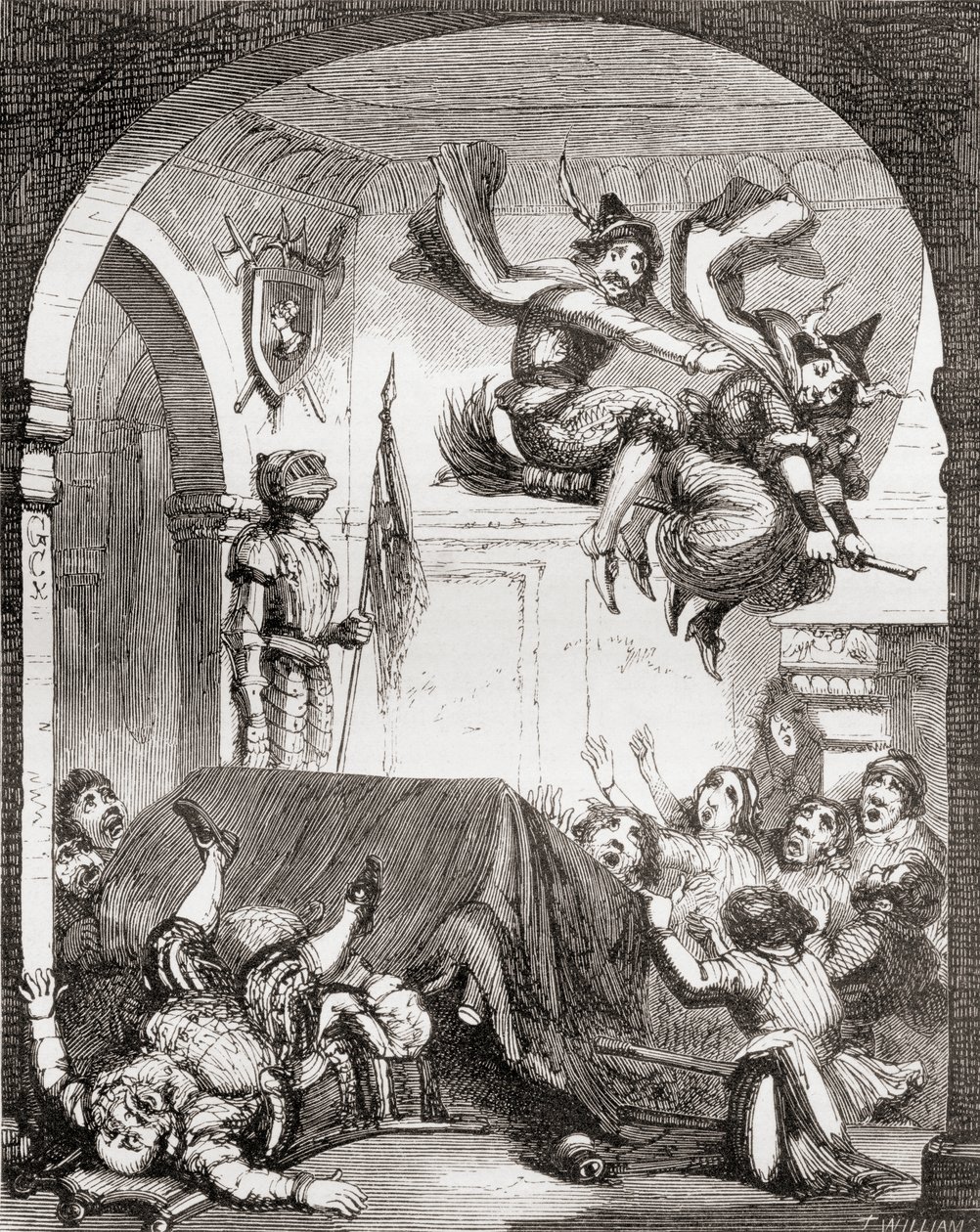 Illusztráció: George Cruikshank a „The Witches Frolic” című vershez, Thomas Ingoldsby „The Ingoldsby legendák vagy Mirth and Marvels” című költeményéhez, 1865-ben megjelent alkotó: English School