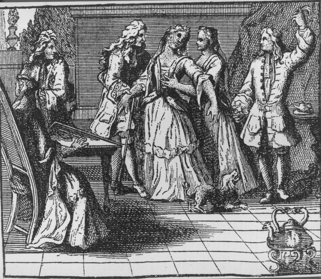 Illusztráció Alexander Pope (1688-1744) „A zár megerőszakolása” című művéből, 1714 alkotó: English School