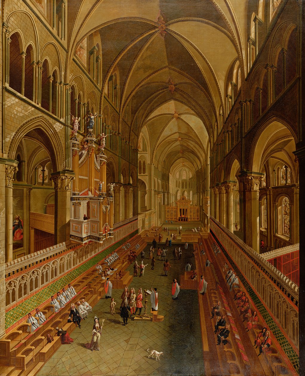 A canterburyi katedrális belseje, 1675-1700 körül alkotó: English School