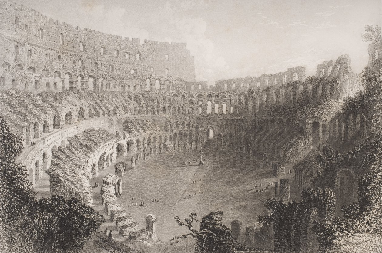 A római Colosseum belseje, E. Roberts metszete alkotó: English School