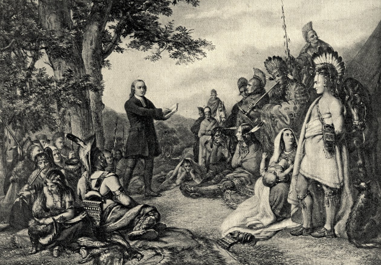 John Wesley az indiánoknak prédikált Georgiában 1736-ban alkotó: English School