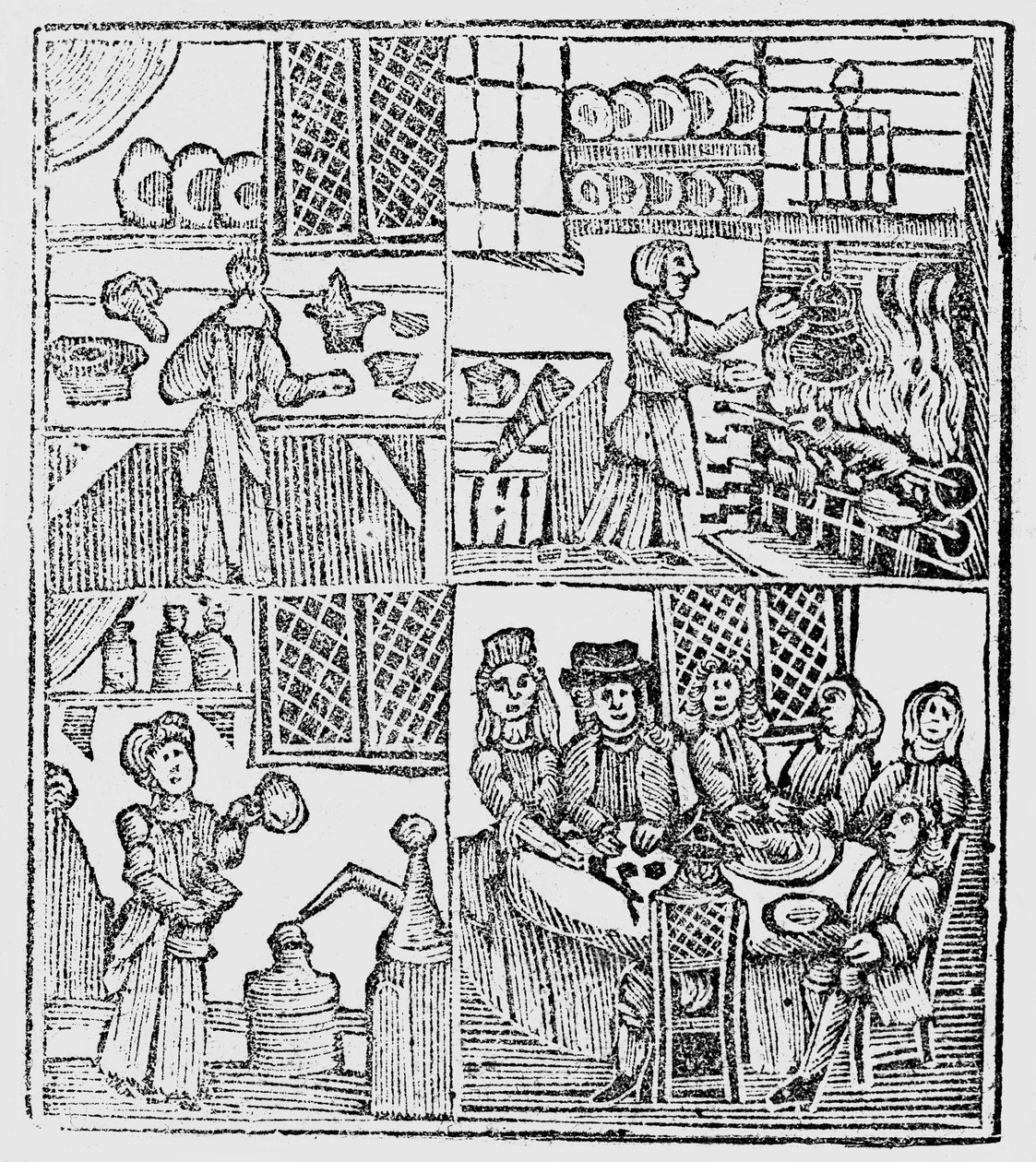 Kitchen Interiors, illusztráció a Roxburghe-balladák könyvéből alkotó: English School