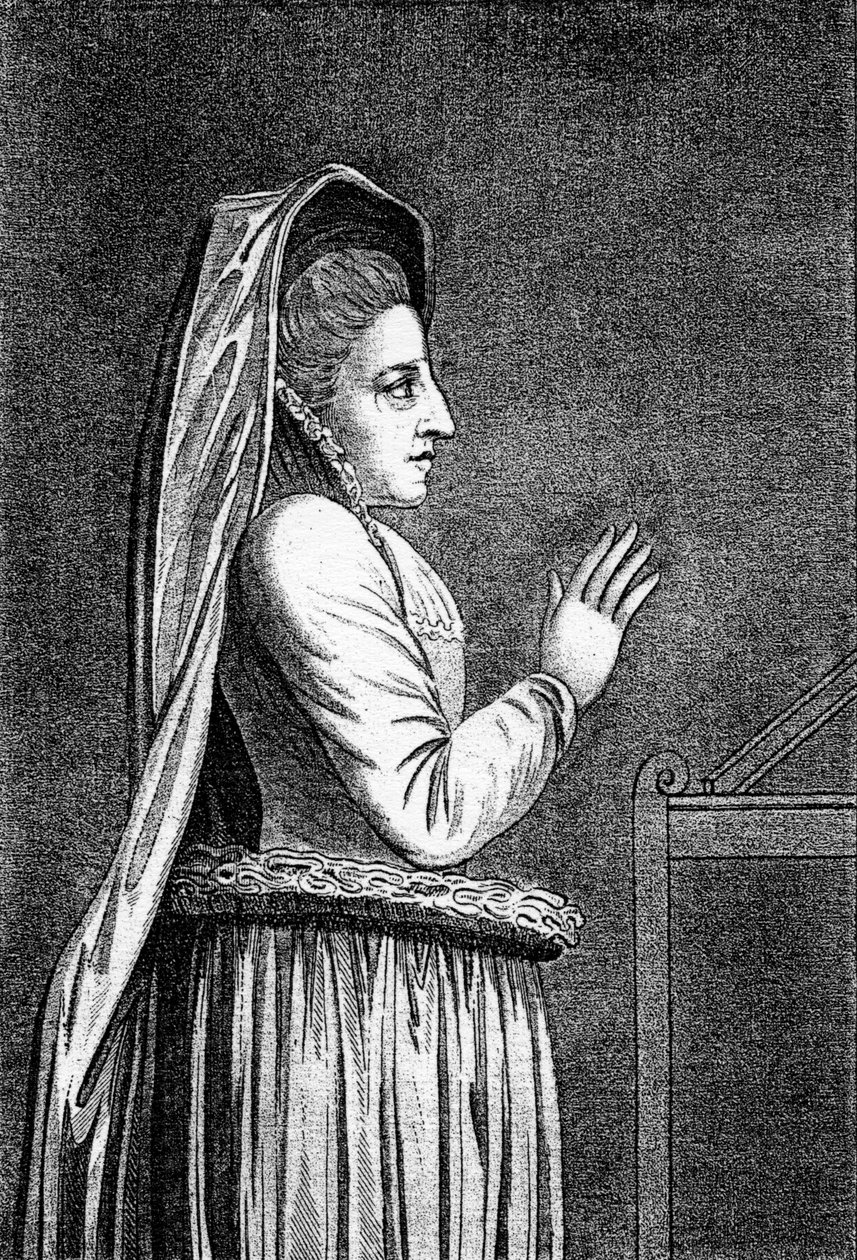 Lady Douglas a Savoyai kápolnában lévő emlékművéről, 1796-ban készült nyomat alkotó: English School