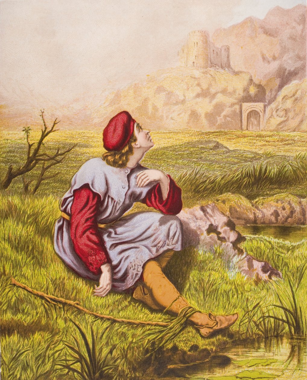 Gyengéd lelkiismeret siralma, illusztráció a zarándok haladásából, John Bunyan (1628-88) alkotó: English School