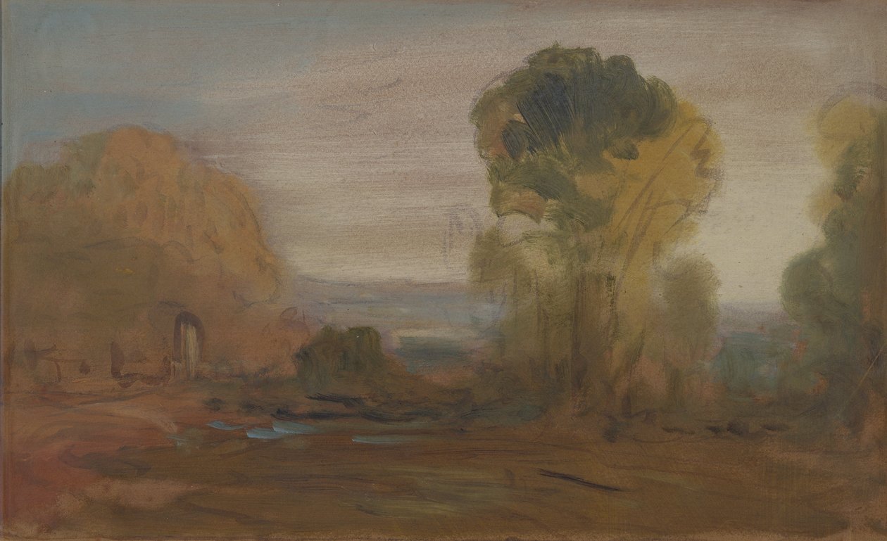 Táj fákkal, korábban J.M.W. Turner (1775-1851) és Peter de Wint (1784-1849) is (olaj, papír) alkotó: English School