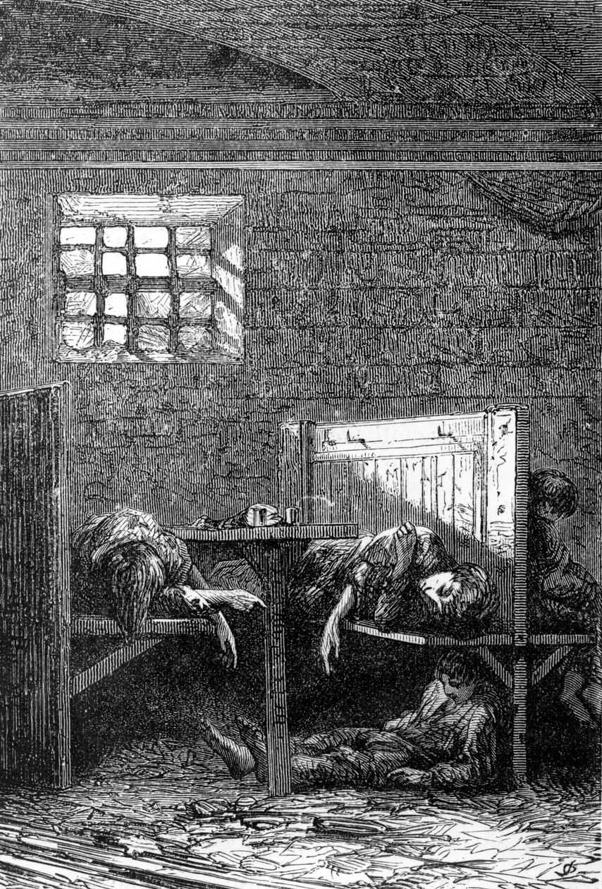 Little Sleeping Vagabonds, illusztráció Edmondo de Amicis „Ricordi di Londra” című művéből, 1874-ben alkotó: English School