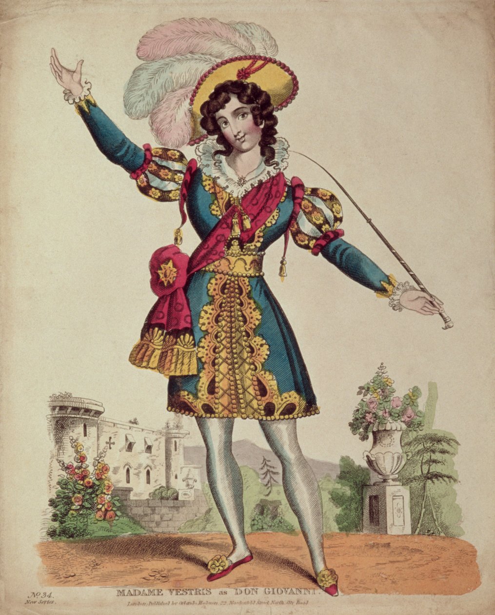Madame Vestris Don Giovanni szerepében Mozart „Don Giovanni” című operájából alkotó: English School