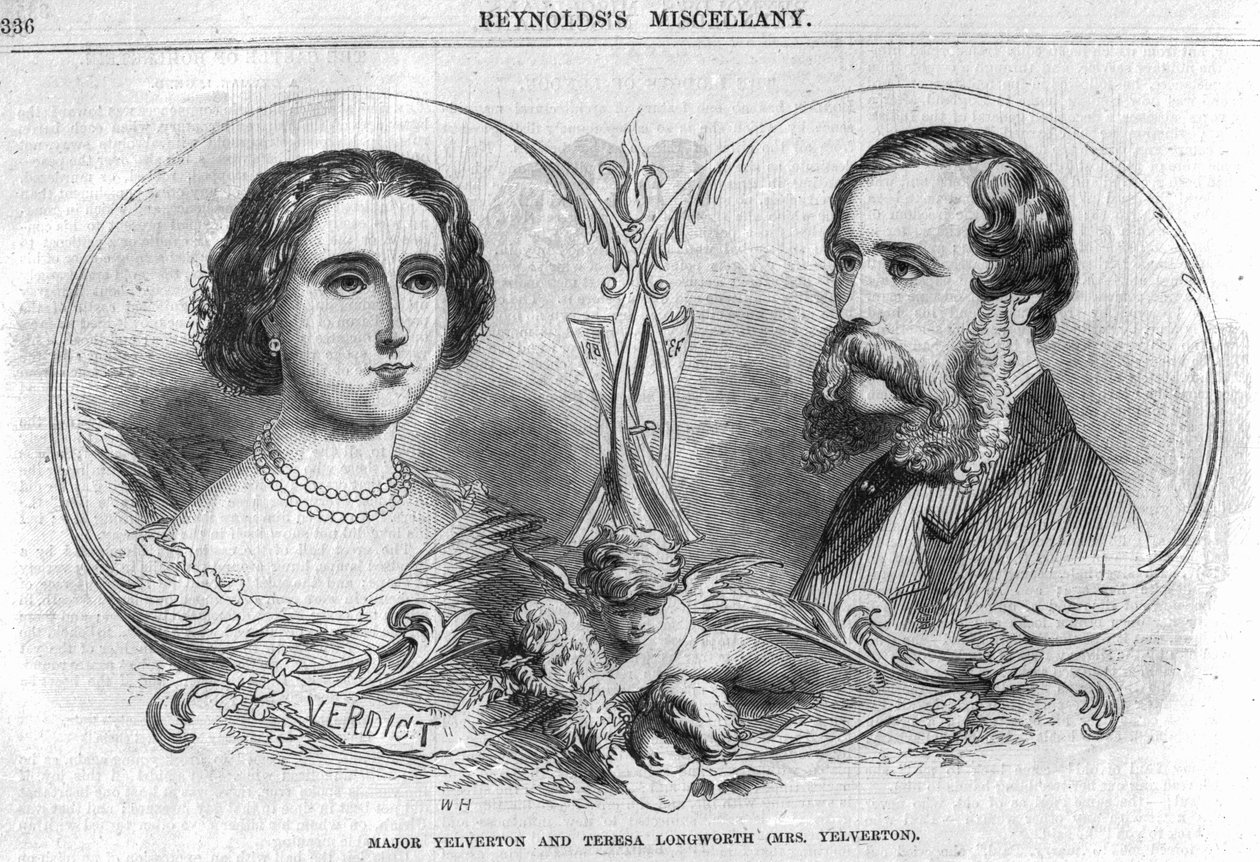 Yelverton őrnagy és Teresa Longworth (Mrs Yelverton), illusztráció a „Reynolds Miscellany”-ból, 1861 alkotó: English School