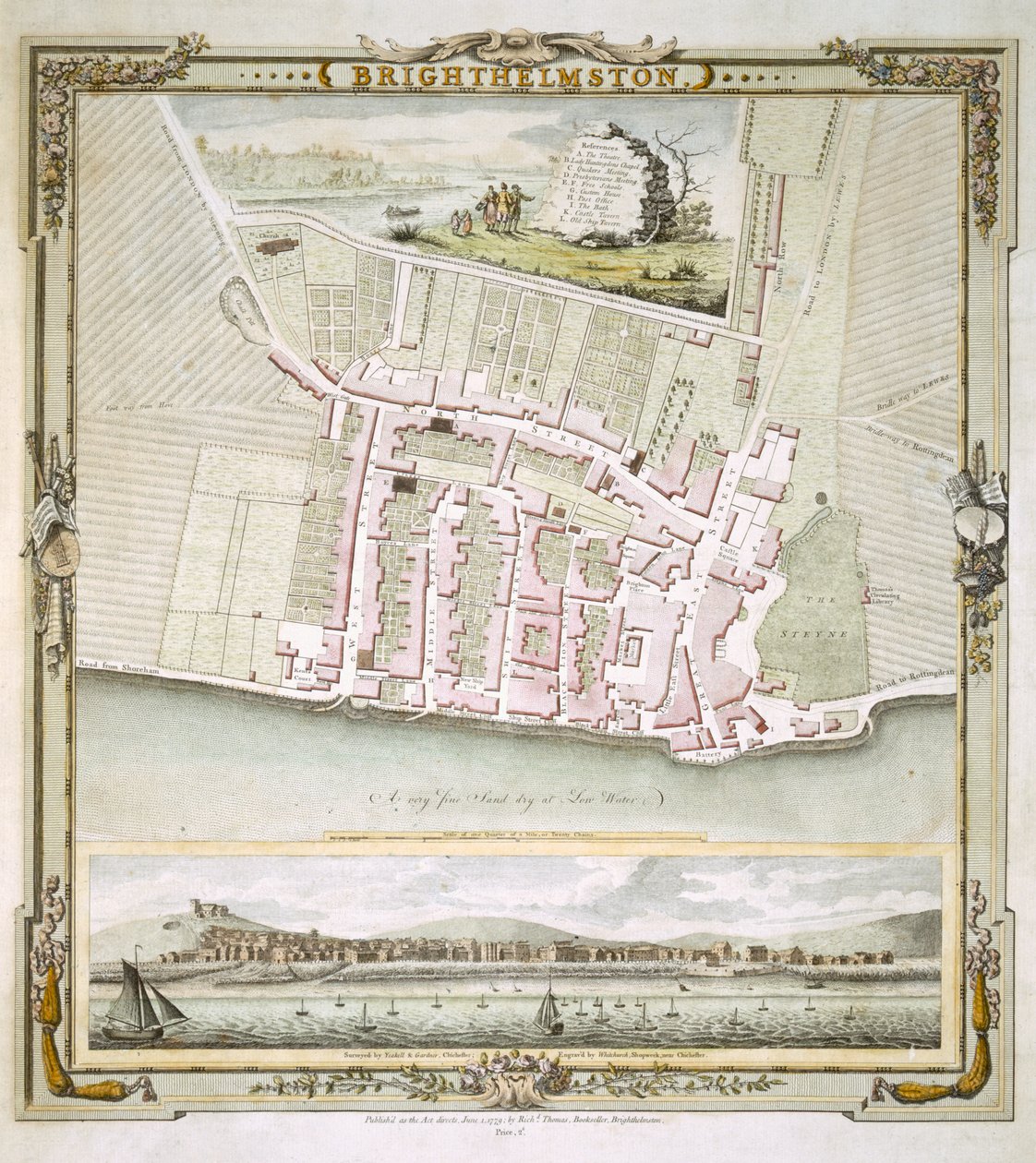 Thomas Yeakell és William Gardner Brighton térképe, Whitchurch metszet, 1779 (színes metszet) alkotó: English School