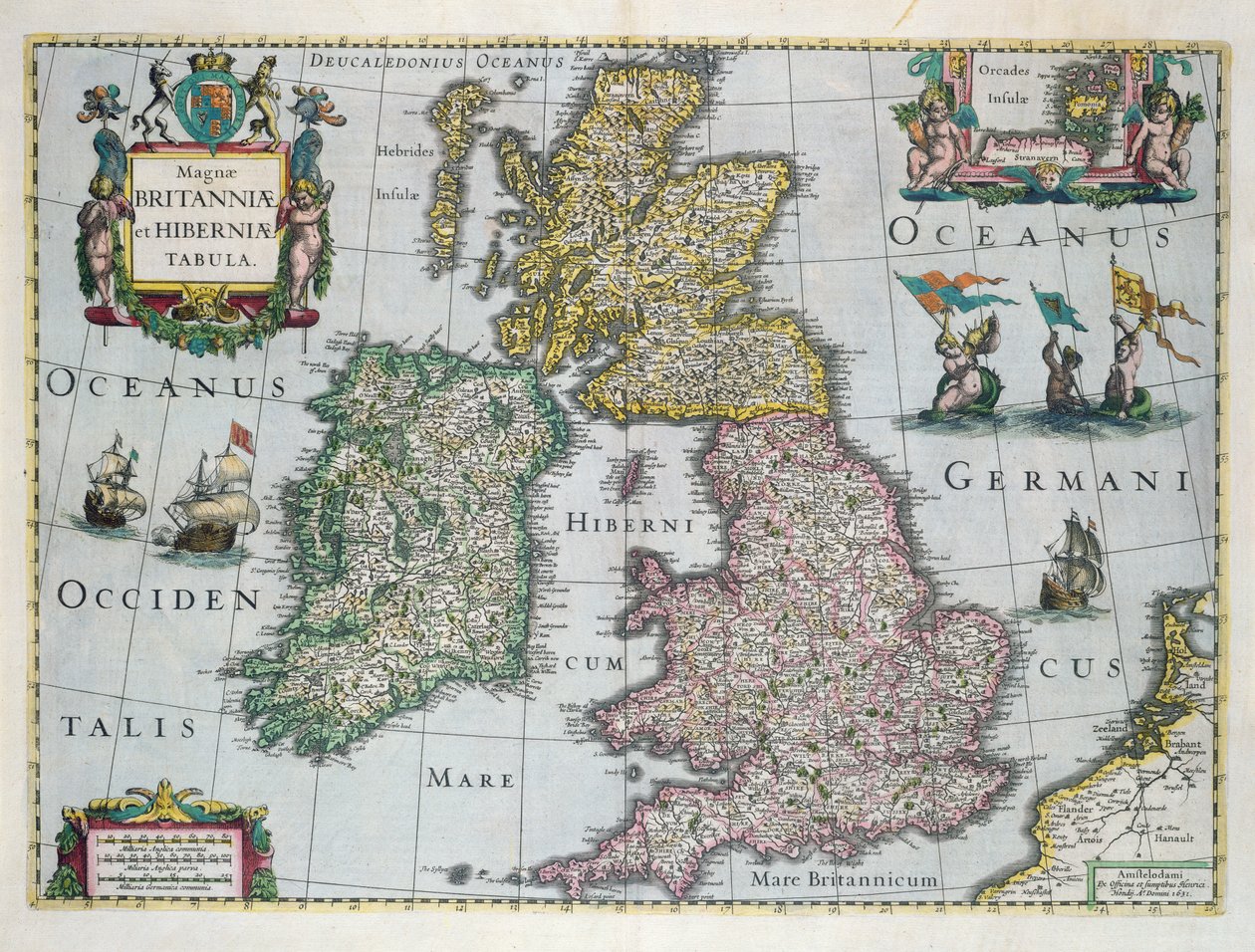 Nagy-Britannia térképe, 1631 (kézzel színezett metszet) alkotó: English School