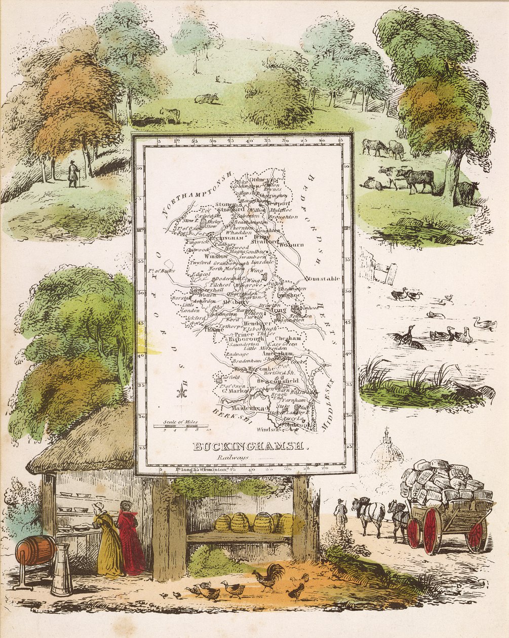 Buckinghamshire térképe alkotó: English School