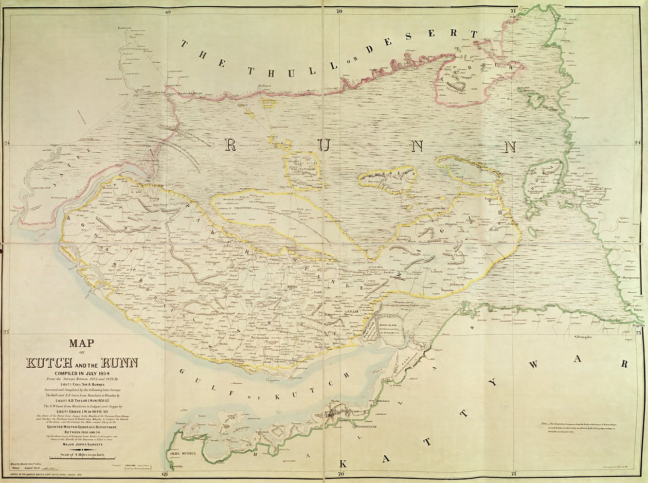 Kutch és Runn térképe, India, 1854 alkotó: English School