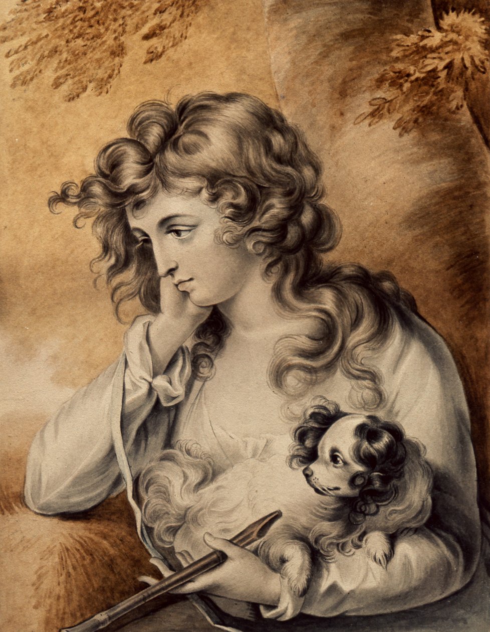 Maria, egy karakter a Lawrence Sternes A szentimentális utazásból, Peltro William Tomkins metszete, 1808 alkotó: English School