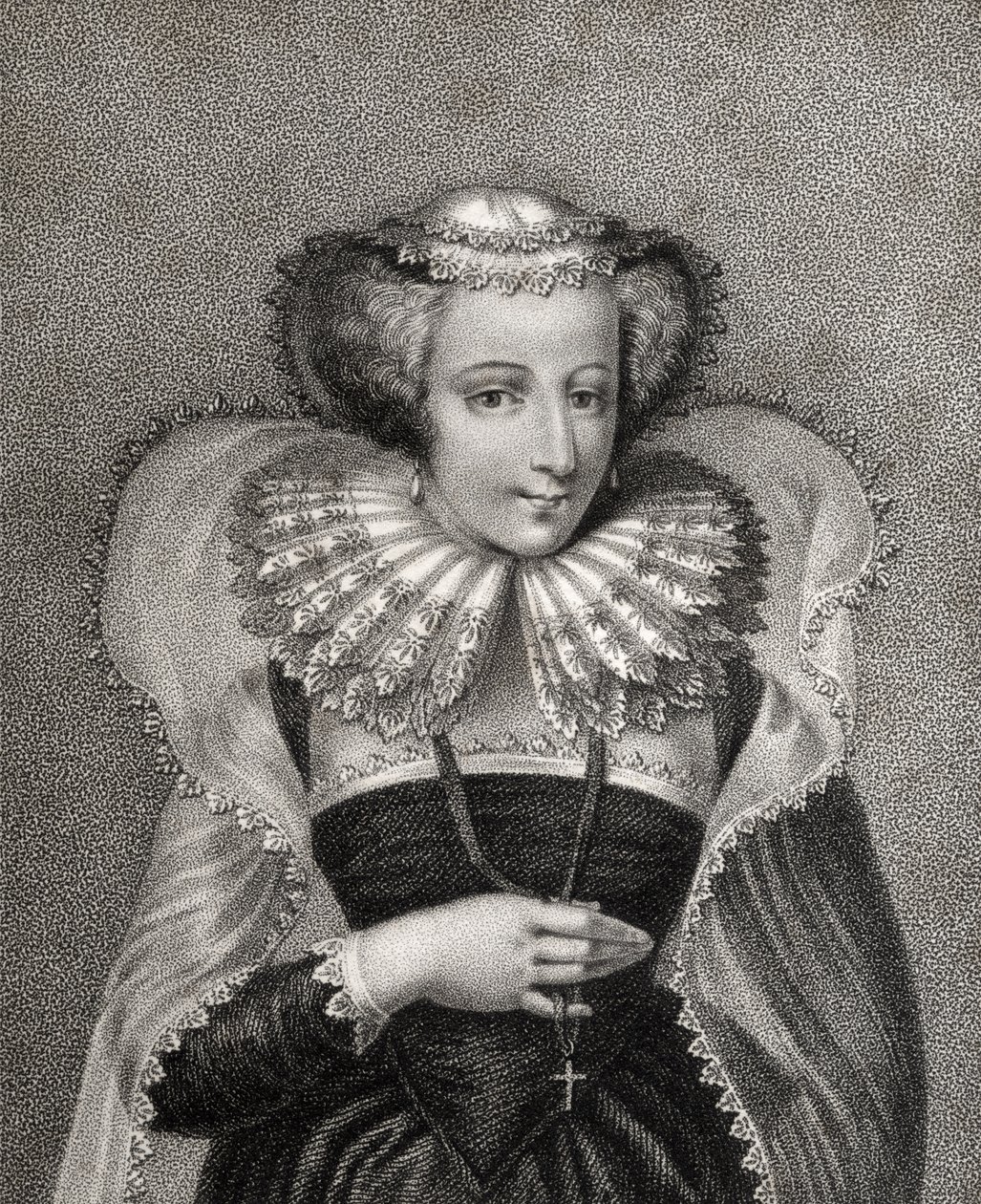 Mária skót királynő, Bocquet metszete, illusztráció a „Királyi és nemes szerzők katalógusának V. kötetéből”, 1806-ban megjelent alkotó: English School