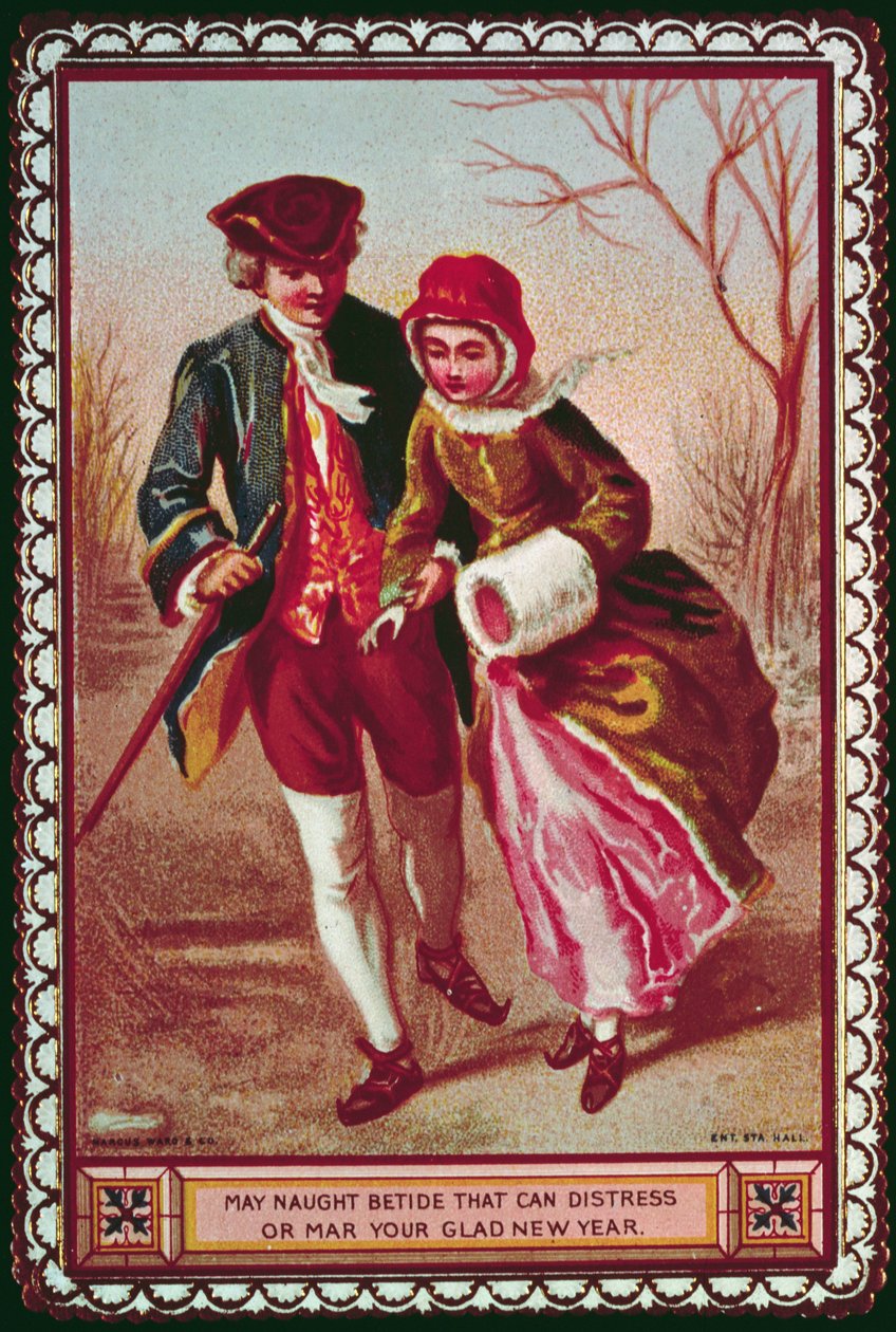 May Naught Betide, ami szorongathatja vagy megronthatja a boldog újévet, pub. írta: Marcus Ward und Co. alkotó: English School