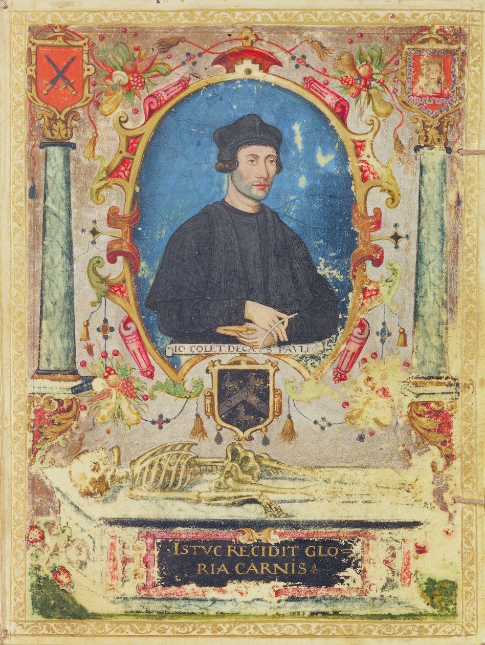 John Colet (1467-1519) emlékportréja (tempera pergamen) alkotó: English School