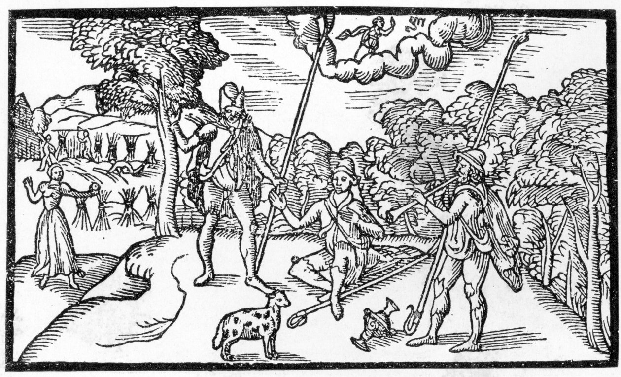 Augusztus hónap, Edmund Spenser (1552-99) „The Shepheardes Calender” című művéből, az 1579-ben megjelent eredeti fakszimile alkotó: English School