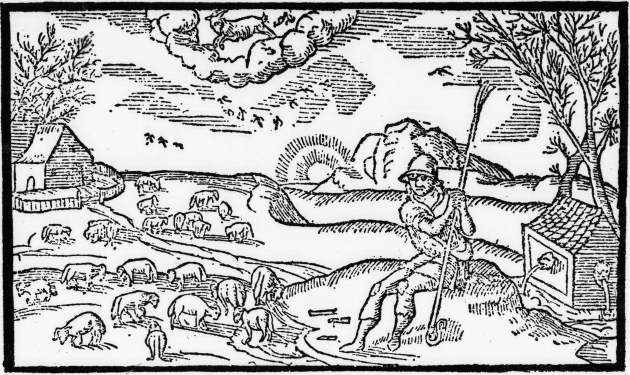 December hónap, Esmond Spenser (1552-99) „The Shepheardes-naptárából”, az 1579-ben megjelent eredeti fakszimile alkotó: English School
