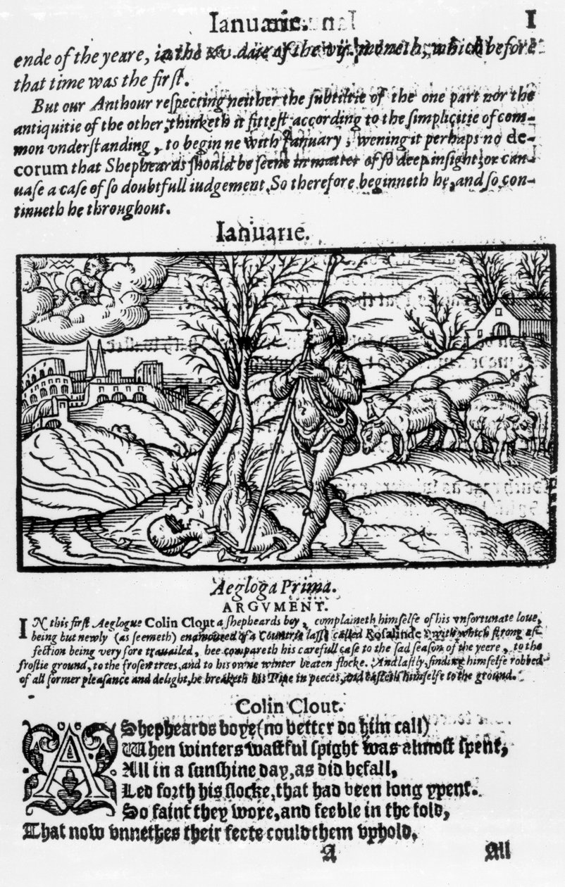 Január hónap Edmund Spenser (1552-99) „The Shepheardes-naptárából” alkotó: English School
