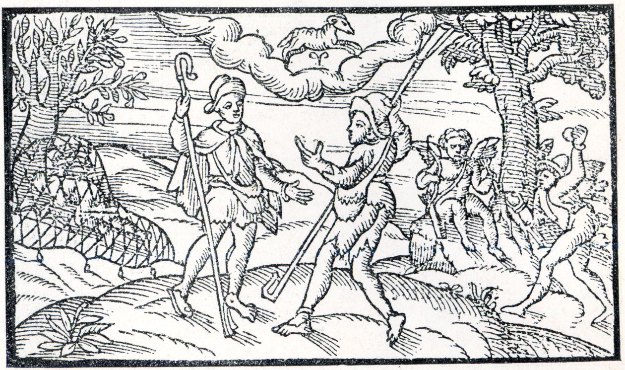 Március hónap, Esmond Spenser (1552-99) „The Shepheardes-naptárából”, az 1579-ben kiadott eredeti fakszimile alkotó: English School