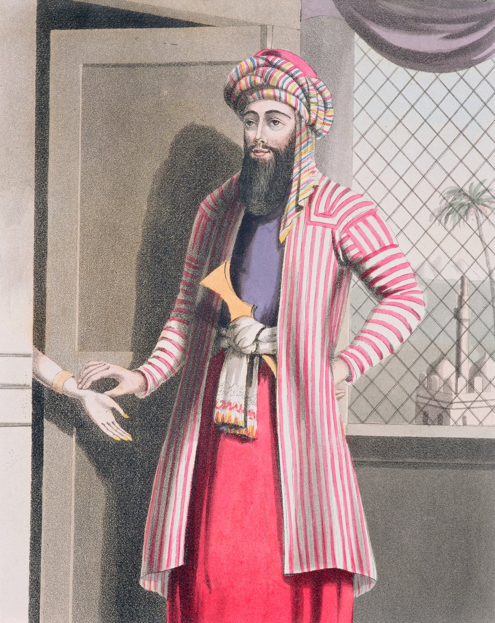 Muzulmán orvos (szíriai) felveszi a női beteg pulzusát, 1820-as évek alkotó: English School