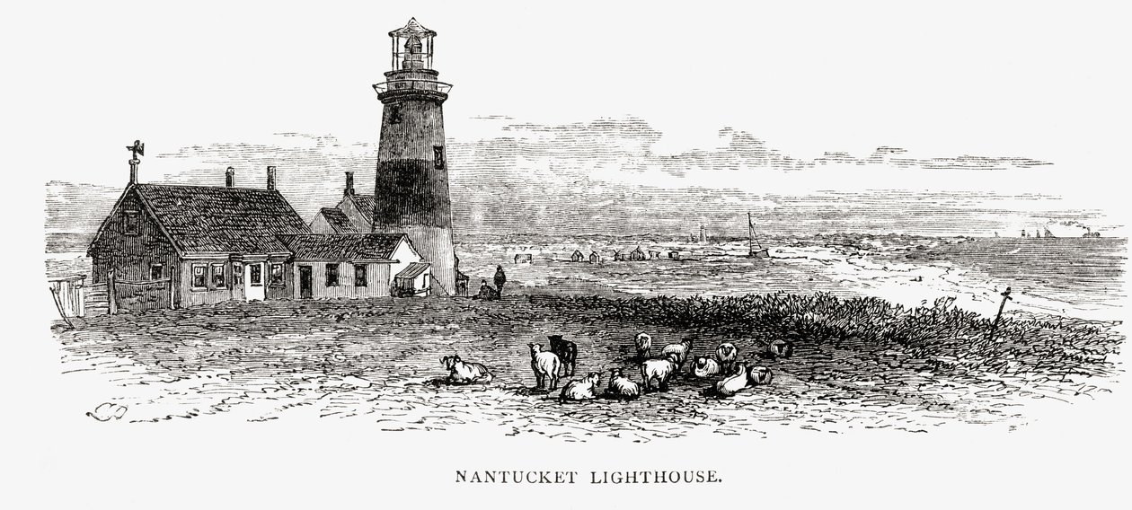 Nantucket Lighthouse, Massachusetts, 1870 körül, az "American Pictures"-ből, kiadta a The Religious Tract Society, 1876 alkotó: English School